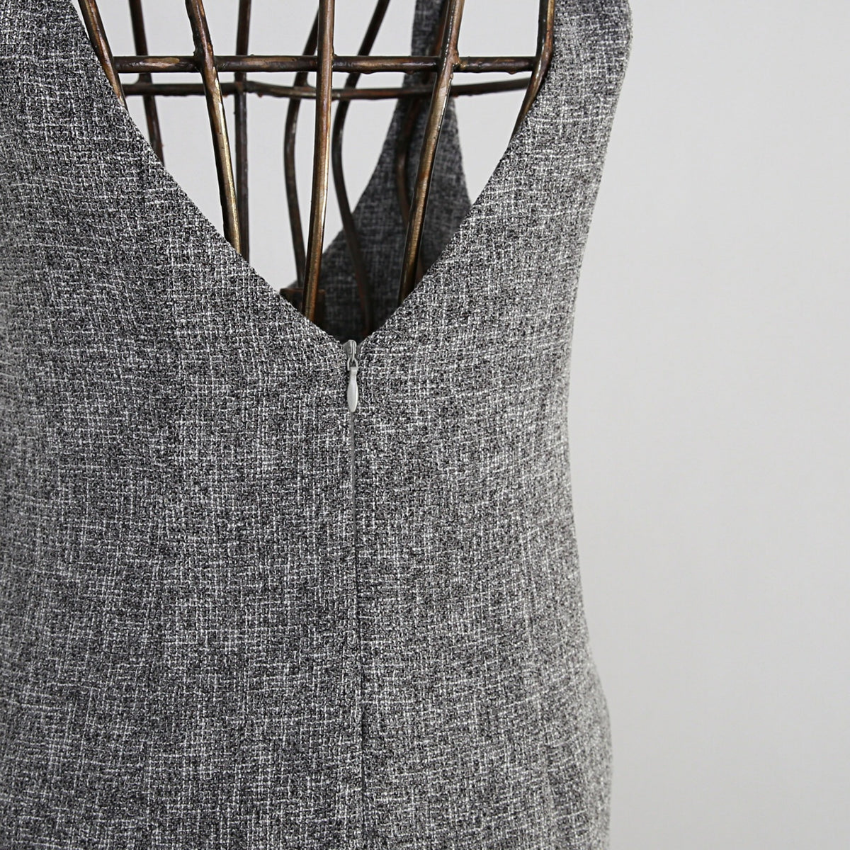 【13,000円→6,500円】ツイード風 前スリット ワンピース Sサイズ グレー 0549Grey