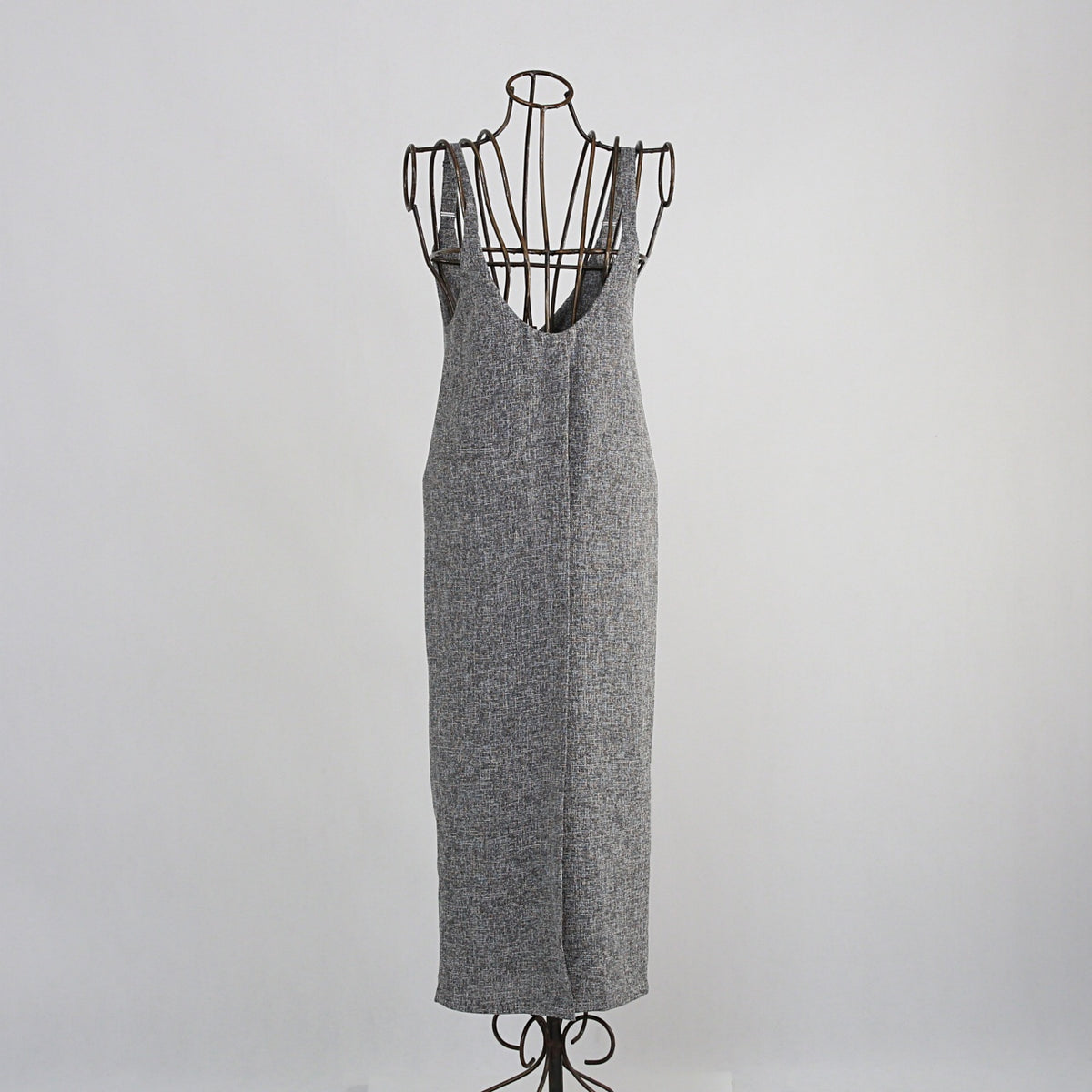 【13,000円→6,500円】ツイード風 前スリット ワンピース Sサイズ グレー 0549Grey