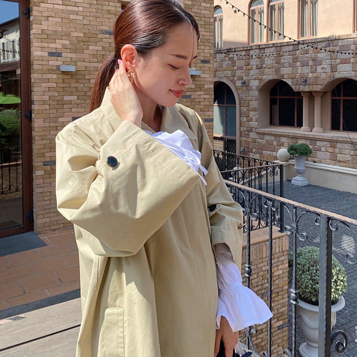 【26,000円→13,000円】洗える/軽い/シワがつきにくい 後ろ姿美人ロングコート バックタック 0692BE