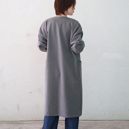 【15,000円→7,500円】ノーカラー ドロップショルダー ツイル コート　ベージュ　0241BE