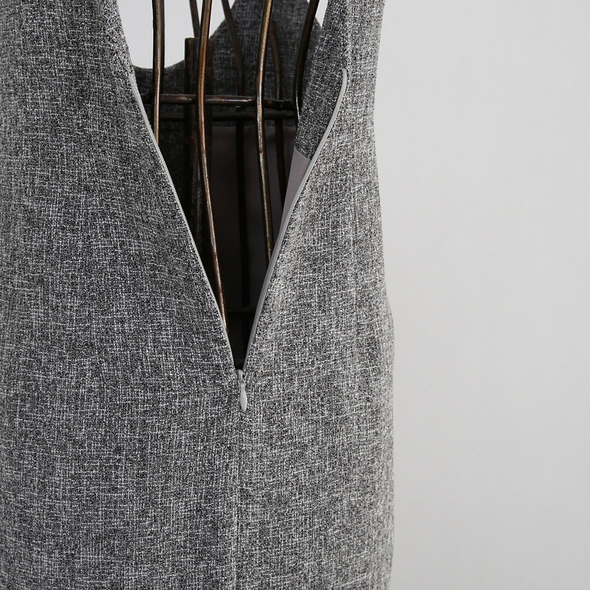 【13,000円→6,500円】ツイード風 前スリット ワンピース Sサイズ　グレー　0549Grey