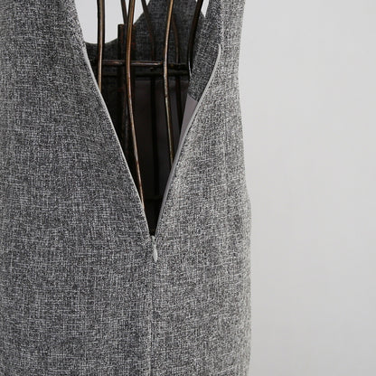 【13,000円→6,500円】ツイード風 前スリット ワンピース Sサイズ　グレー　0549Grey