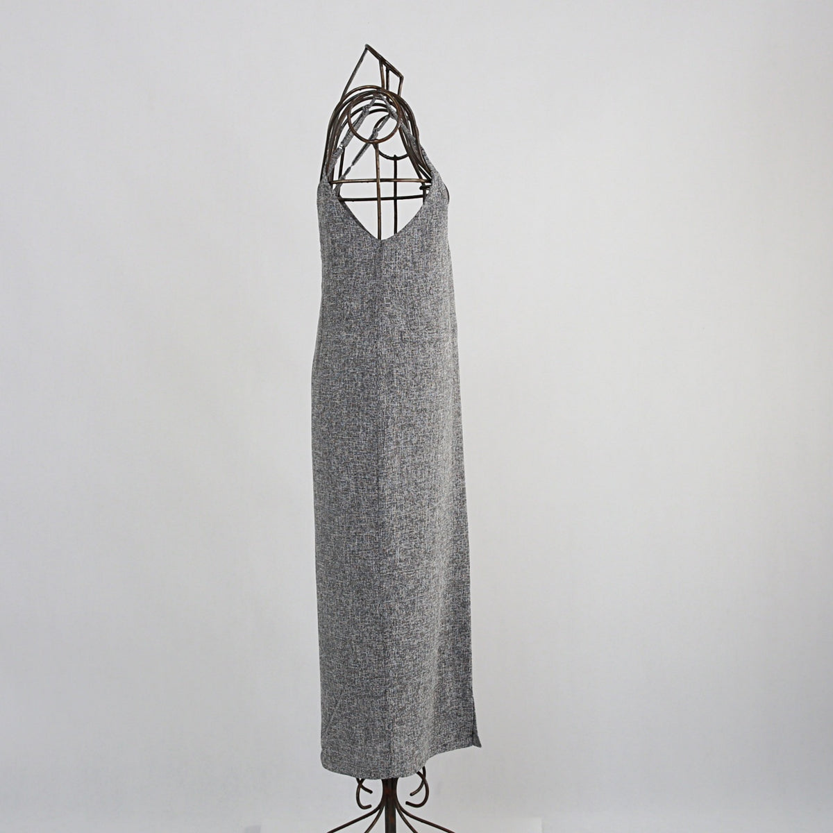 【13,000円→6,500円】ツイード風 前スリット ワンピース Sサイズ　グレー　0549Grey