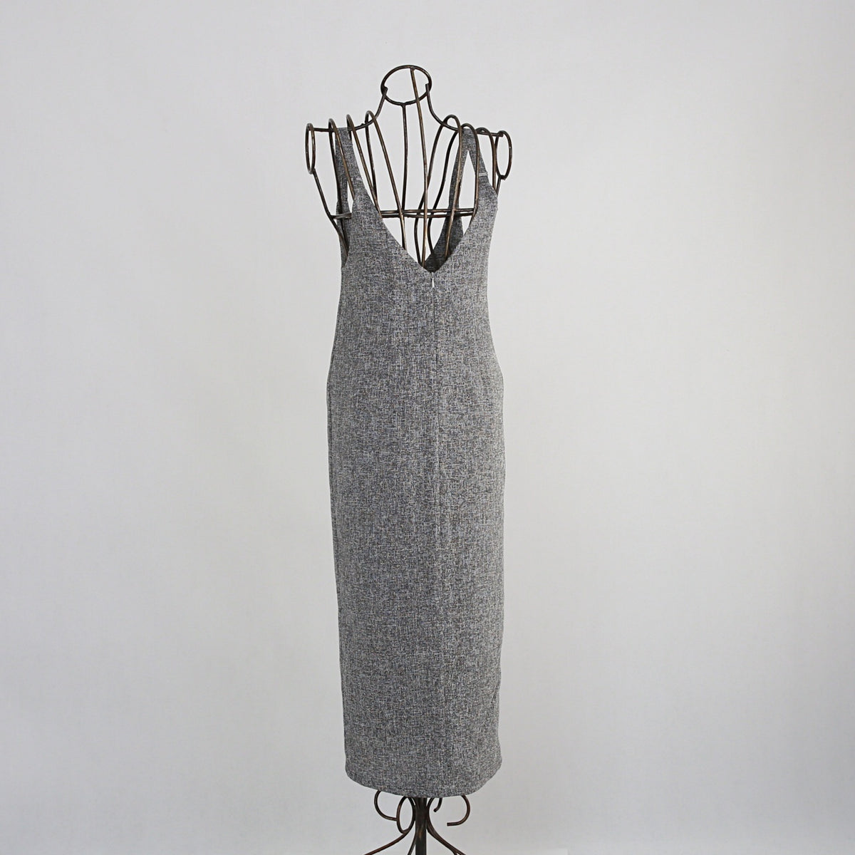 【13,000円→6,500円】ツイード風 前スリット ワンピース Sサイズ　グレー　0549Grey