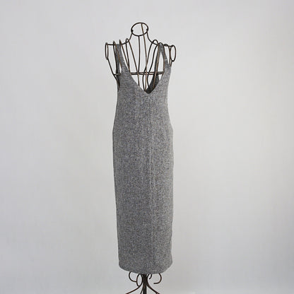 【13,000円→6,500円】ツイード風 前スリット ワンピース Sサイズ　グレー　0549Grey