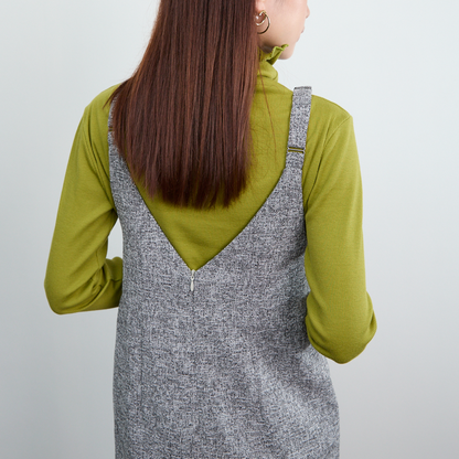 【13,000円→6,500円】ツイード風 前スリット ワンピース Sサイズ　グレー　0549Grey