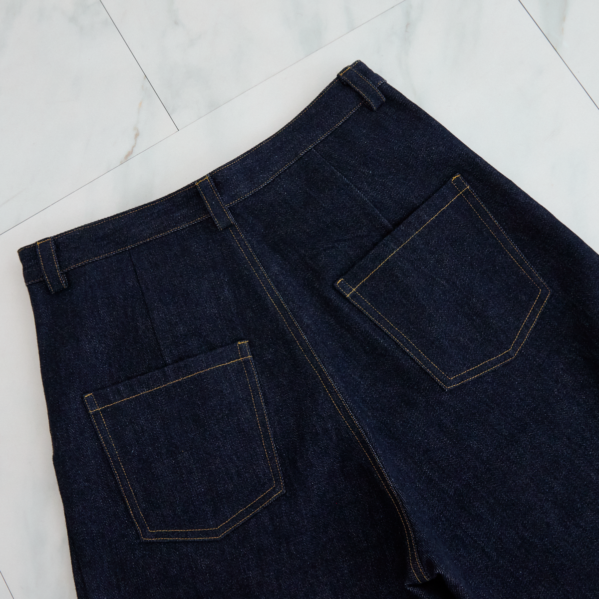 【19,800円→9,800円】大人のきれいめ🤍🖤デニムワイドパンツ インディゴ Lサイズ 0753D.BL