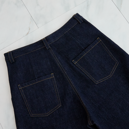 【19,800円→9,800円】大人のきれいめ🤍🖤デニムワイドパンツ インディゴ Lサイズ 0753D.BL