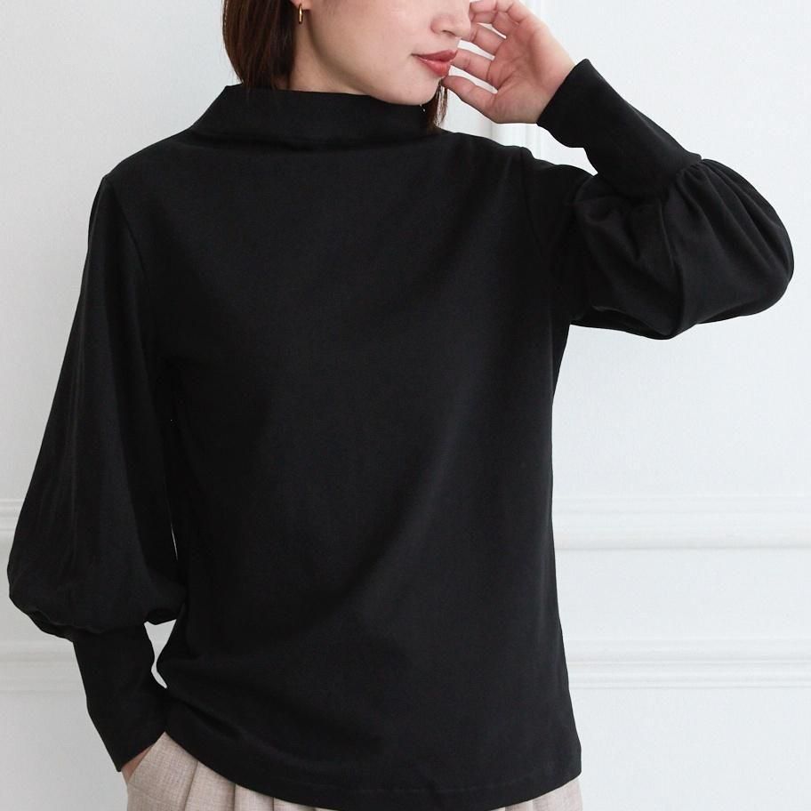 【🧵✨再販🤍🖤3サイズ】ゆとりボトルネック バルーン袖　長袖　ブラック　0261BK