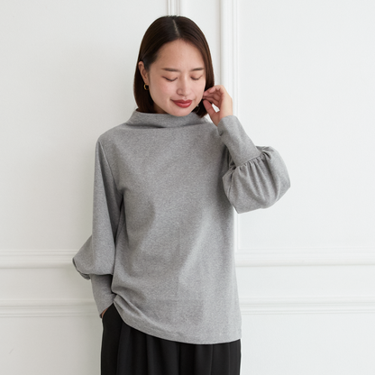 【🧵✨再販🤍🖤3サイズ】ゆとりボトルネック バルーン袖　長袖　グレー　0261Grey