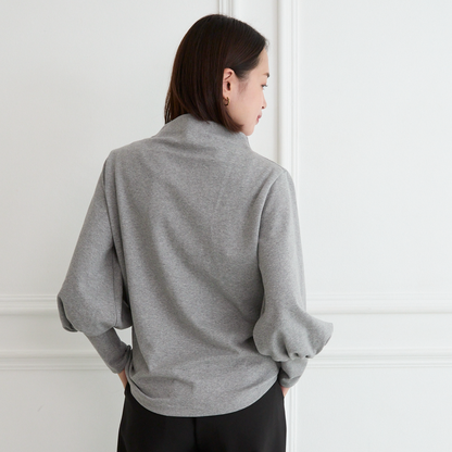 【🧵✨再販🤍🖤3サイズ】ゆとりボトルネック バルーン袖　長袖　グレー　0261Grey