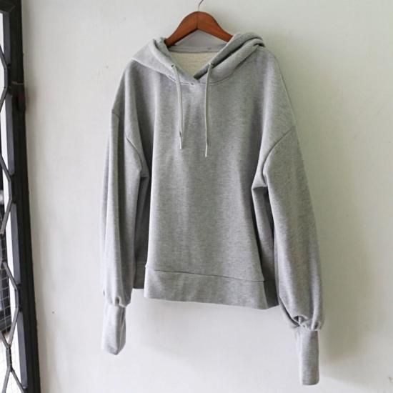 大きめフードのスウェットパーカー　グレー　0363Grey