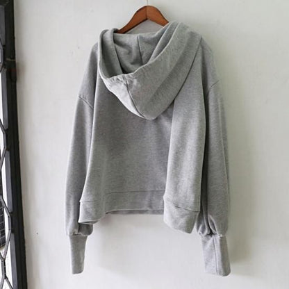 大きめフードのスウェットパーカー　グレー　0363Grey
