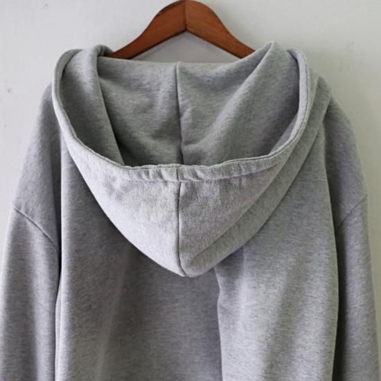 大きめフードのスウェットパーカー　グレー　0363Grey