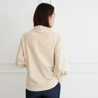 【🧵✨再販🤍🖤3サイズ】ゆとりボトルネック バルーン袖　長袖　エクリュ　0261IV
