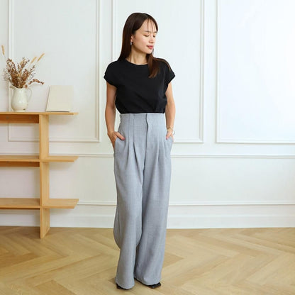 【3サイズ】着回し抜群 肩紐を取り外せる 2Way 大人女子なハイウエストサロペット　グレー　0634Grey